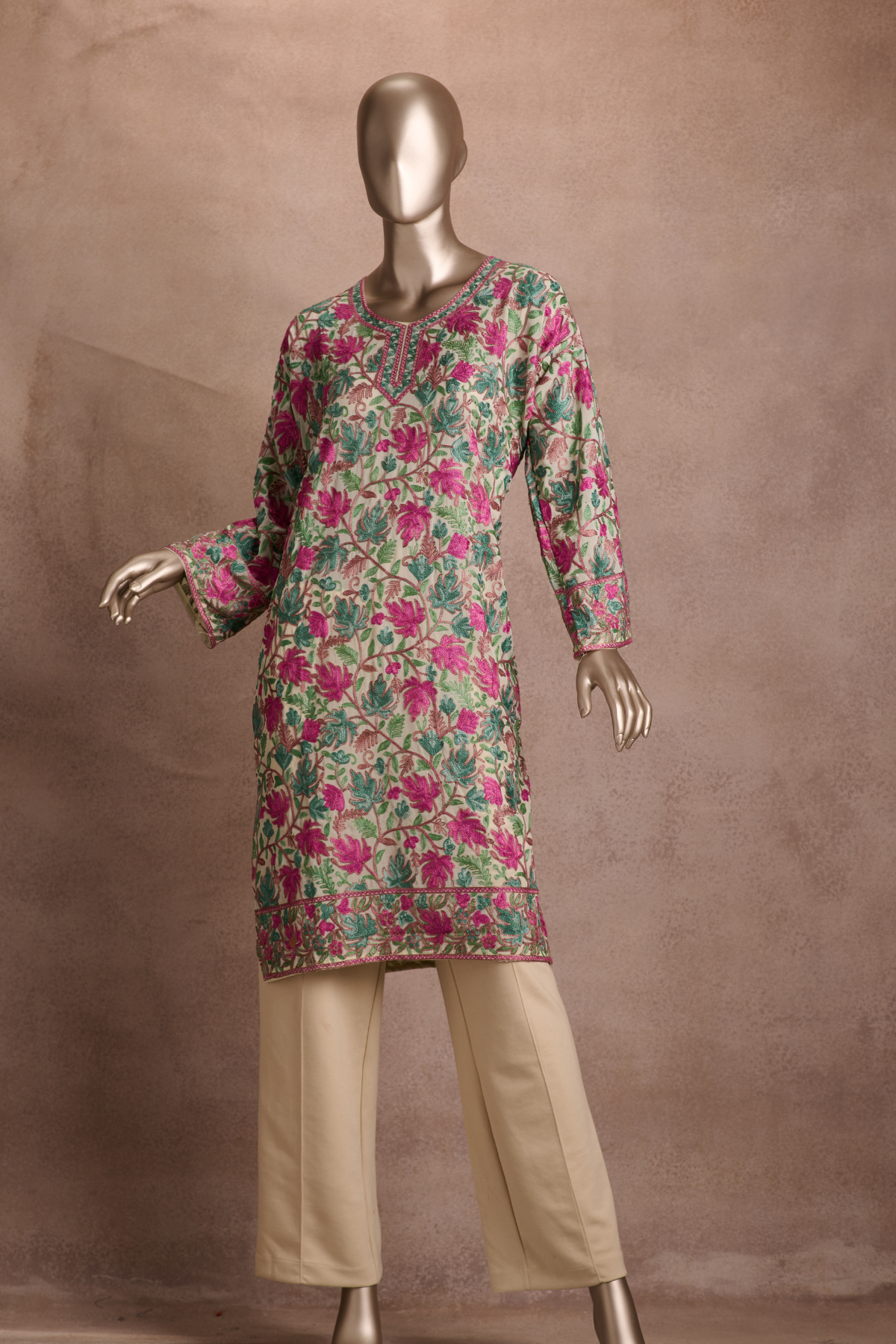 Ivory Blossom Wine Kurta