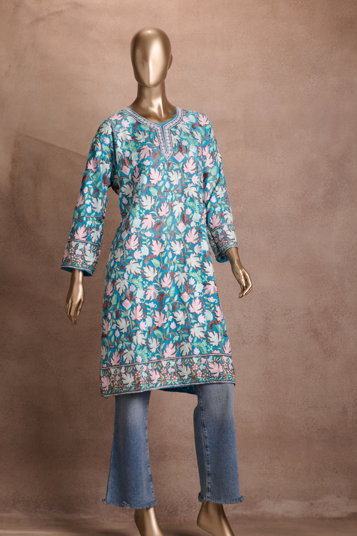 Powder Blue Floral Kurta