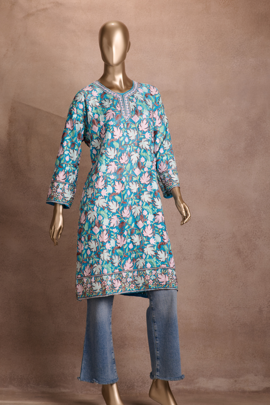 Powder Blue Floral Kurta