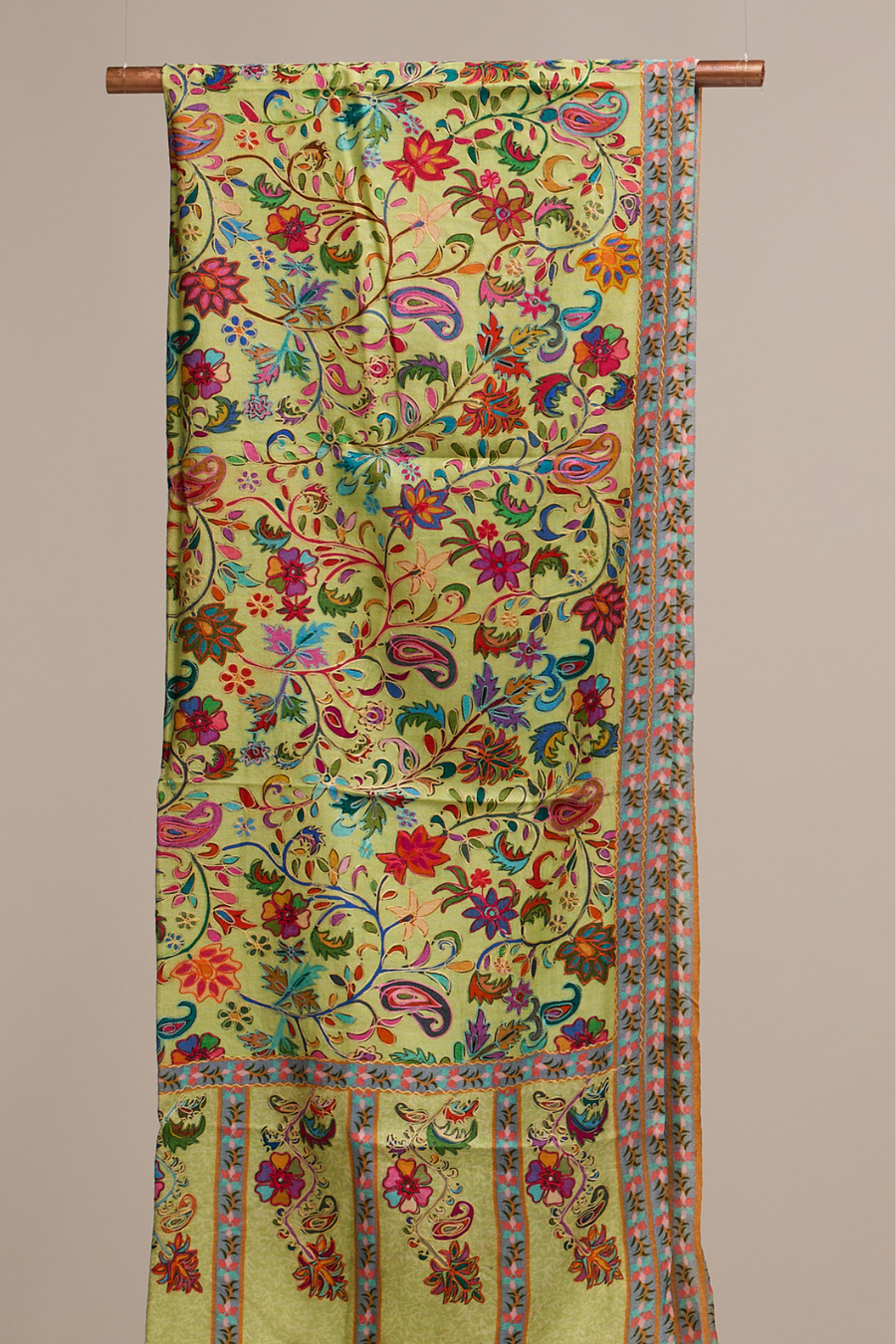 SS - Kalamkari Bloom - Fine Wool Kalamkari Stole