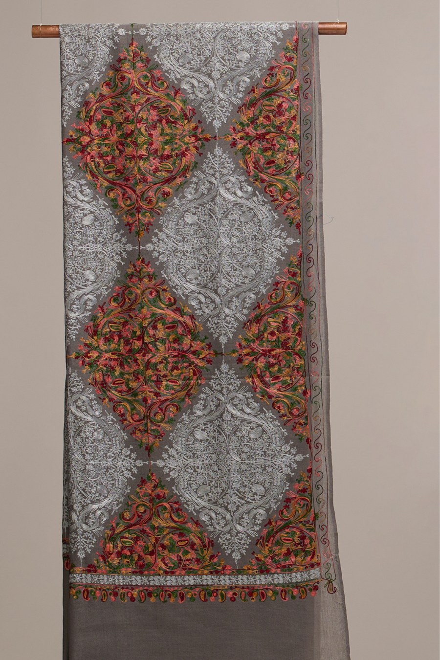 Nalki Multi - Multicolour Nalki Fine Wool Stole