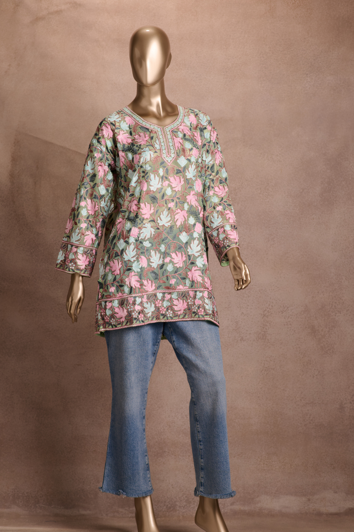 Sage green Garden Short Kurti