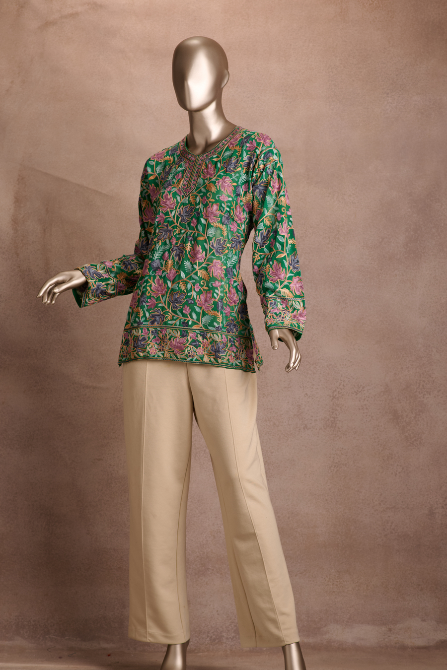 Emerald Vine Garden Short Kurti