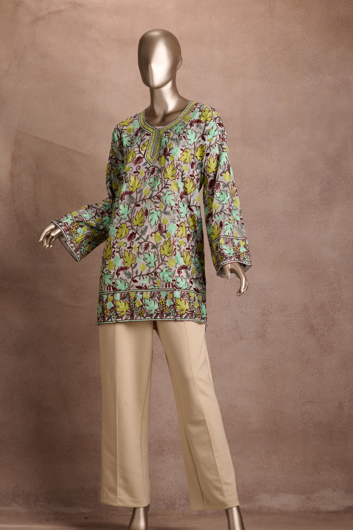 KURTAS  Pistachio Leaf Garden Short Kurti