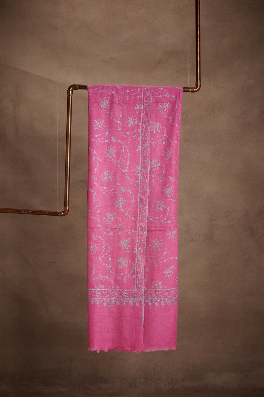 Rose Bloom - Pure Pashmina Sozni Jali Shawl