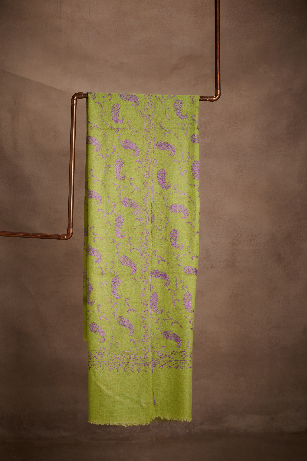 Lime Bloom - Pure Pashmina Sozni Jali Shawl