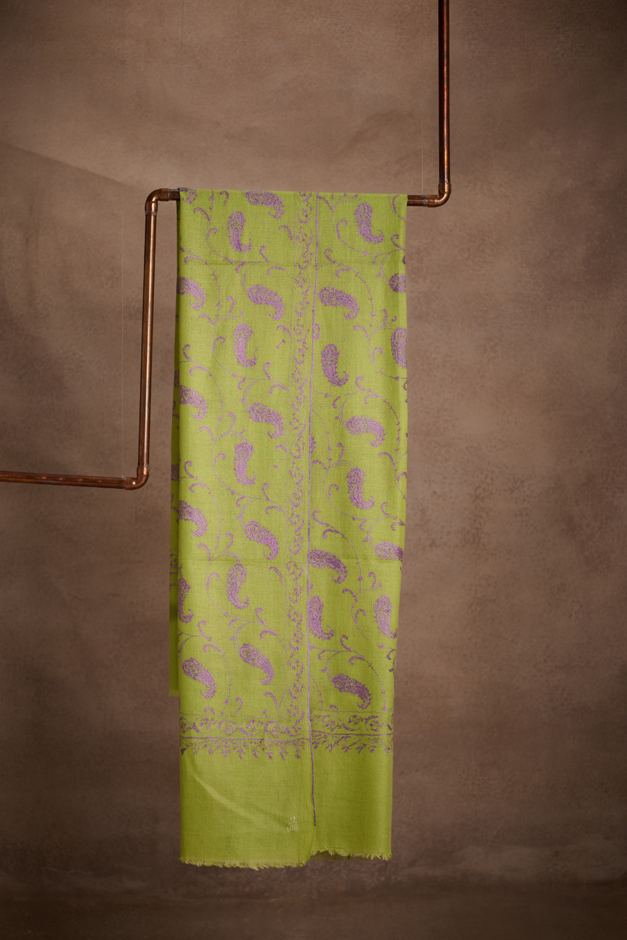 Lime Bloom - Pure Pashmina Sozni Jali Shawl