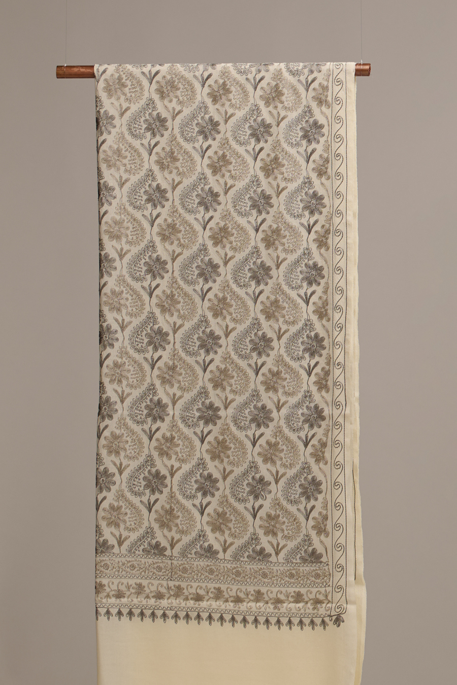 Nalki Classic - Fine Wool Nalki Work Stole
