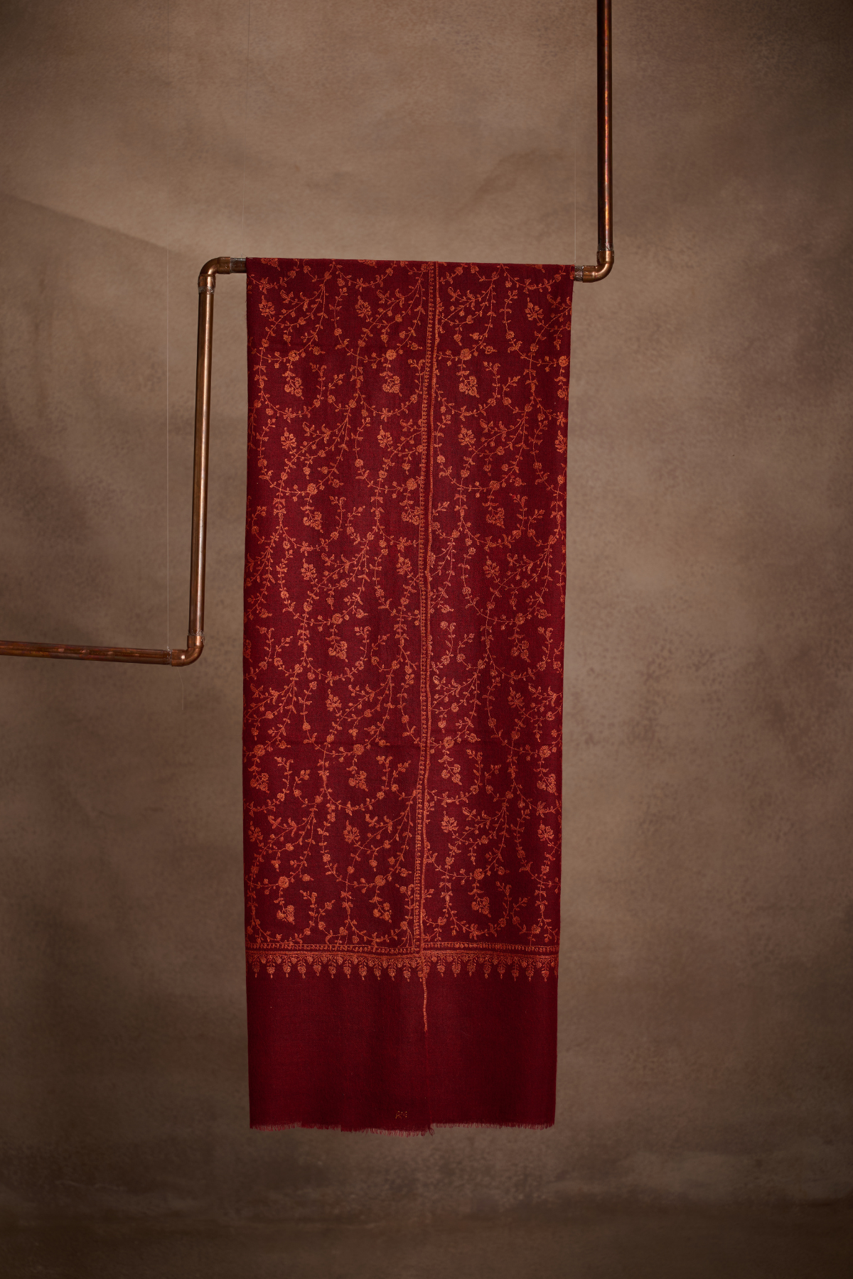 Royal Maroon - Pure Pashmina Sozni Jali Shawl