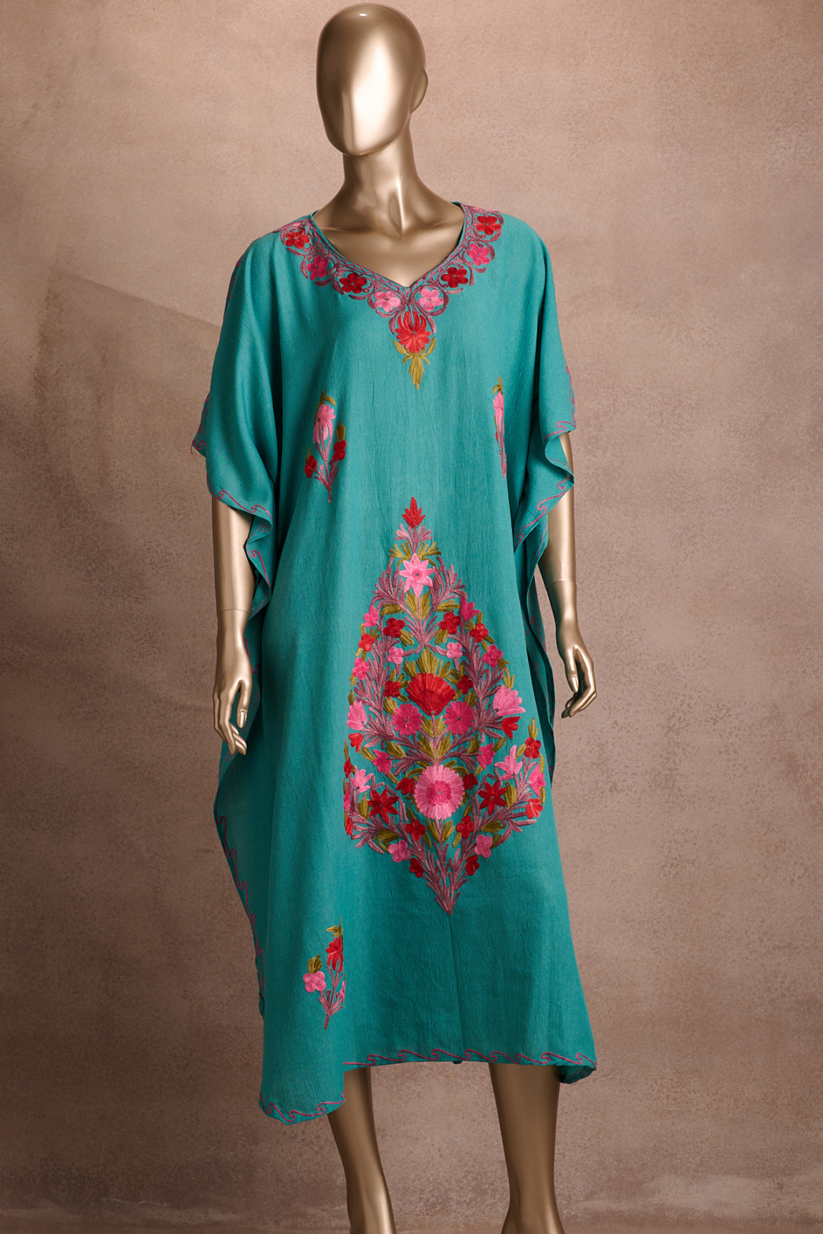KAFTANS Embroidered Kaftan – Jade Teal
