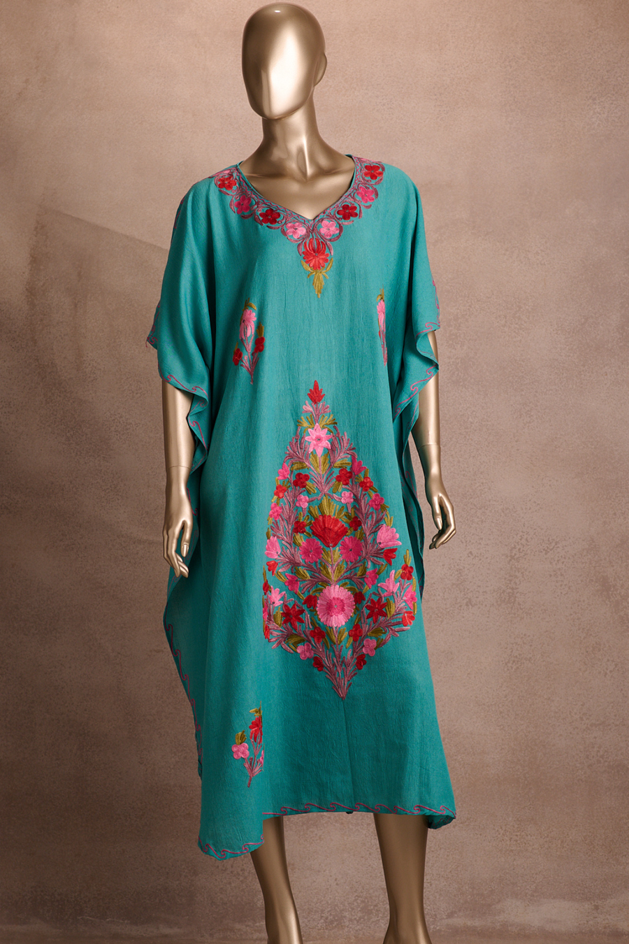 KAFTANS Embroidered Kaftan – Jade Teal
