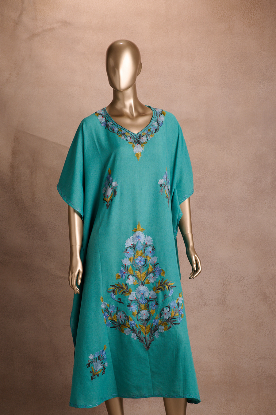 Embroidered Kaftan – Aqua Mist