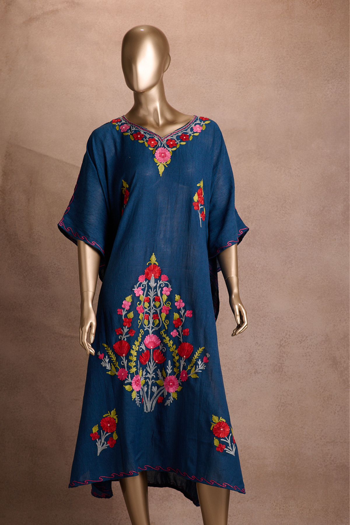 Embroidered Kaftan – Midnight Indigo
