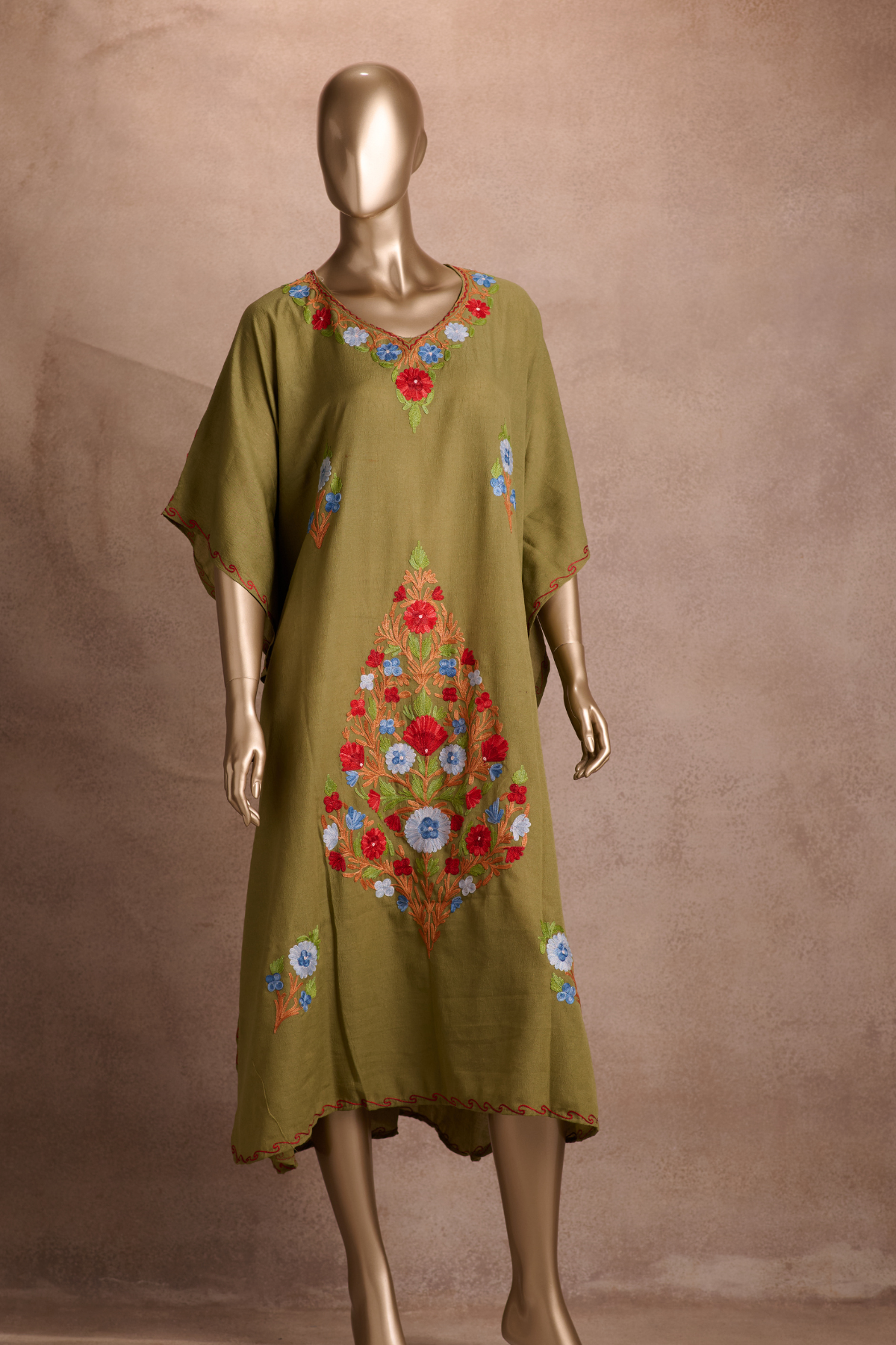 Embroidered Kaftan – Olive Bloom