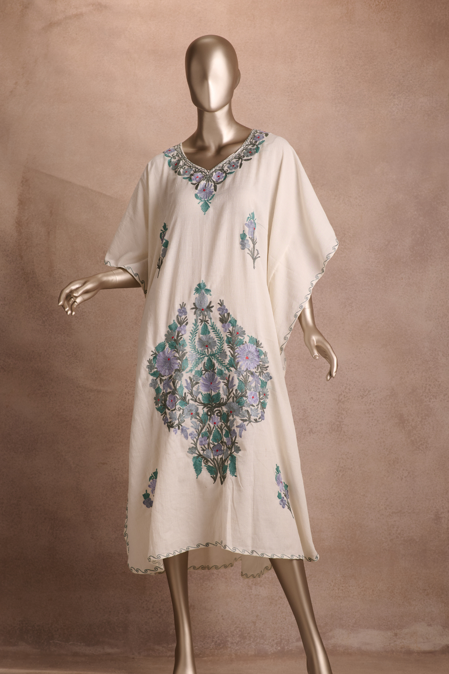 Embroidered Kaftan – Ivory Bloom