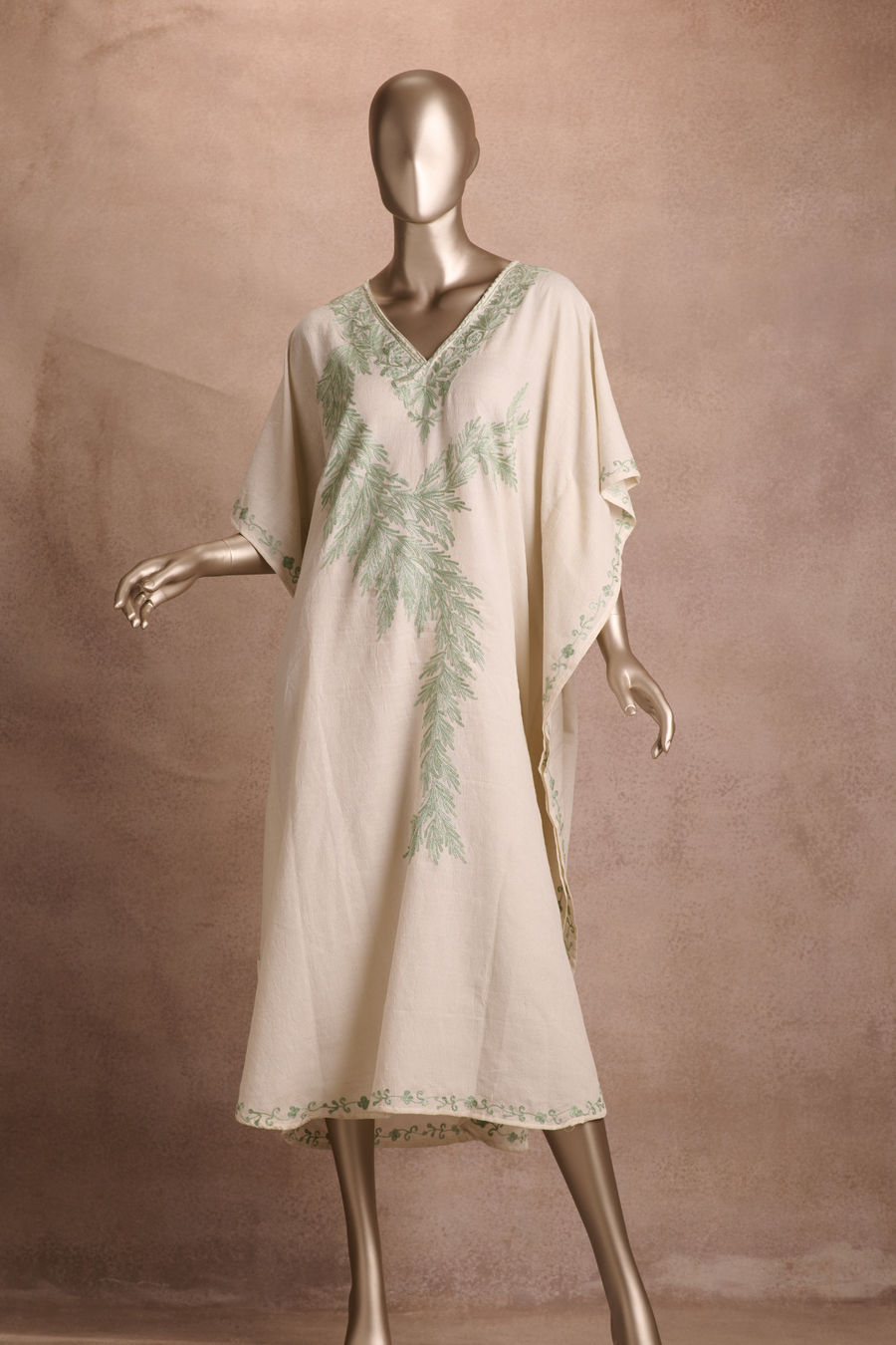 Embroidered Kaftan – Ivory Sage