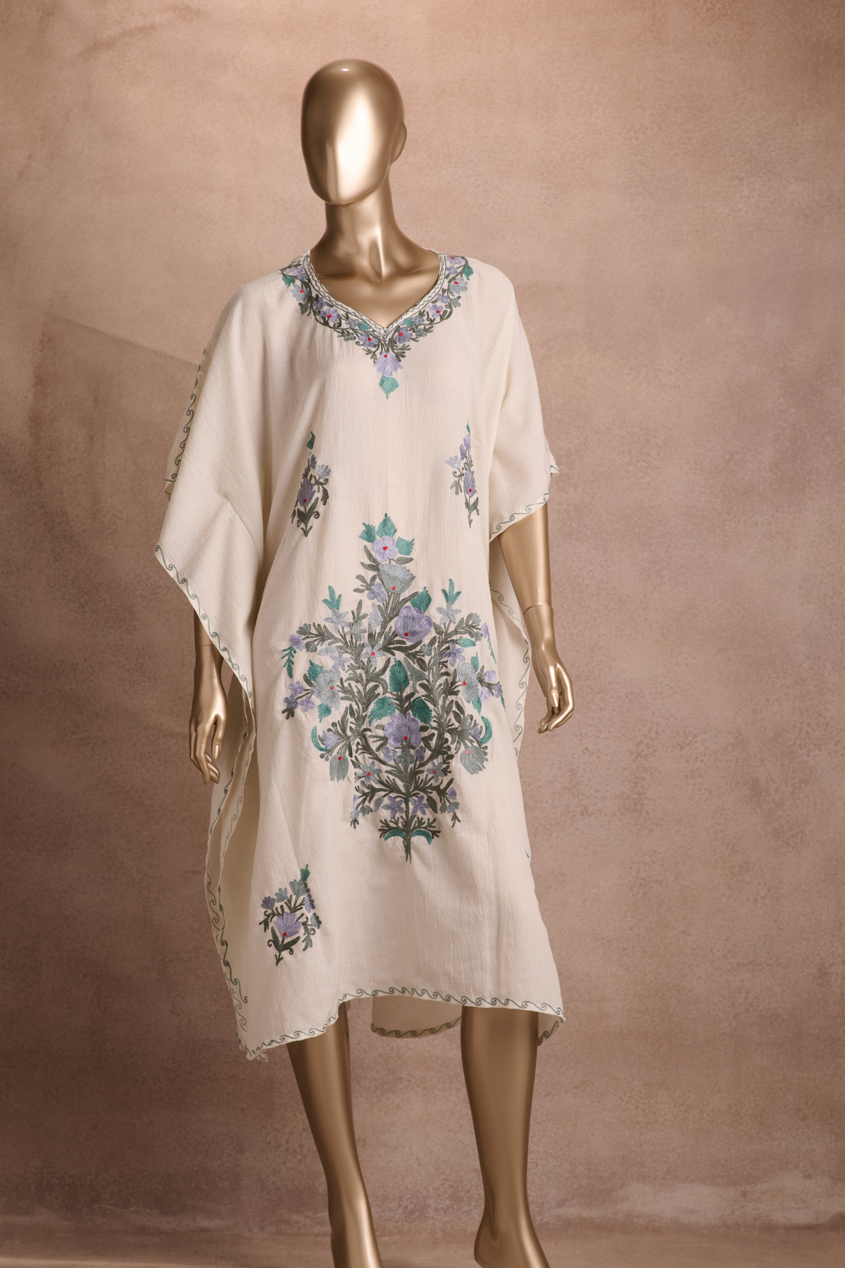 Embroidered Kaftan – Ivory Mist