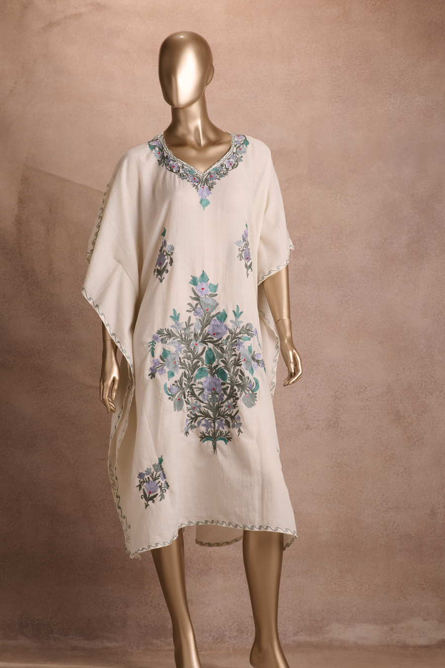 Embroidered Kaftan – Ivory Mist