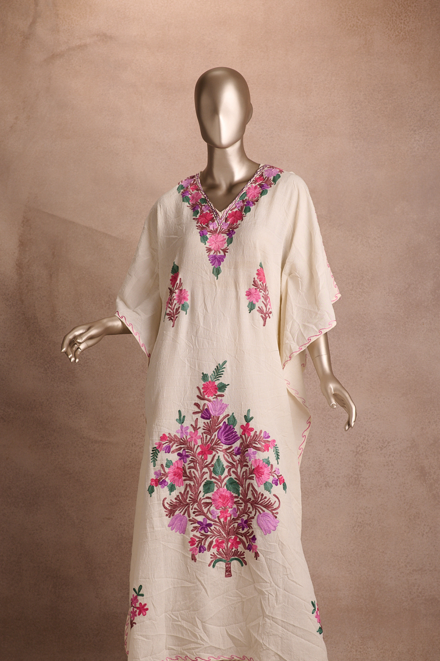 Embroidered Kaftan - Ivory Rose