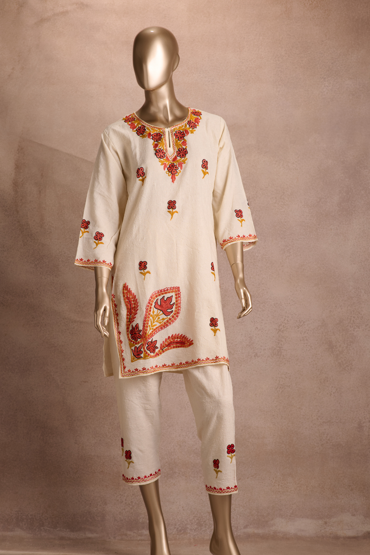 Ruby Cotton Co-ord Set – Ivory Crimson Bloom
