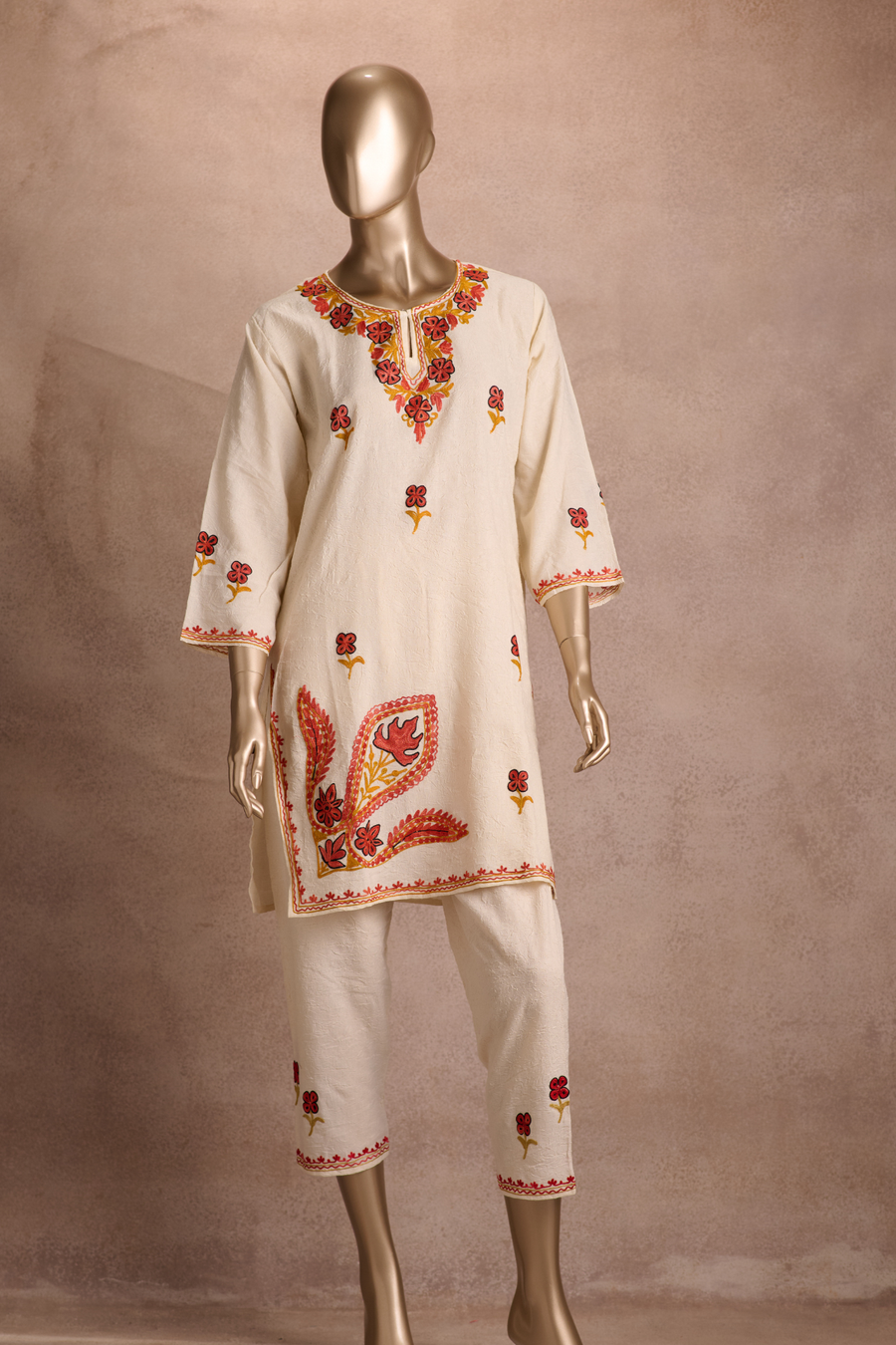 Ruby Cotton Co-ord Set – Ivory Crimson Bloom
