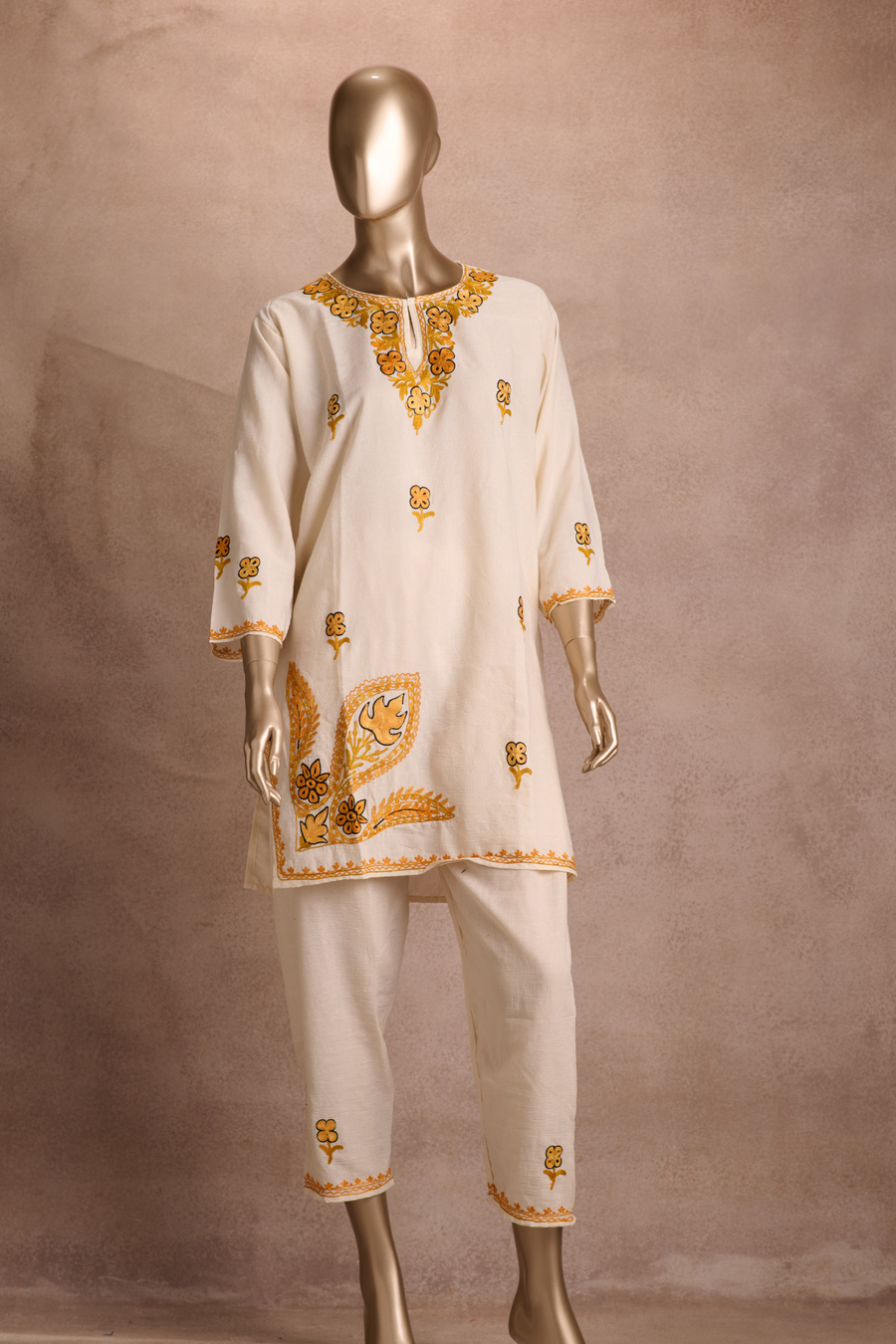 Ruby Cotton Co-ord Set – Ivory Mustard Bloom