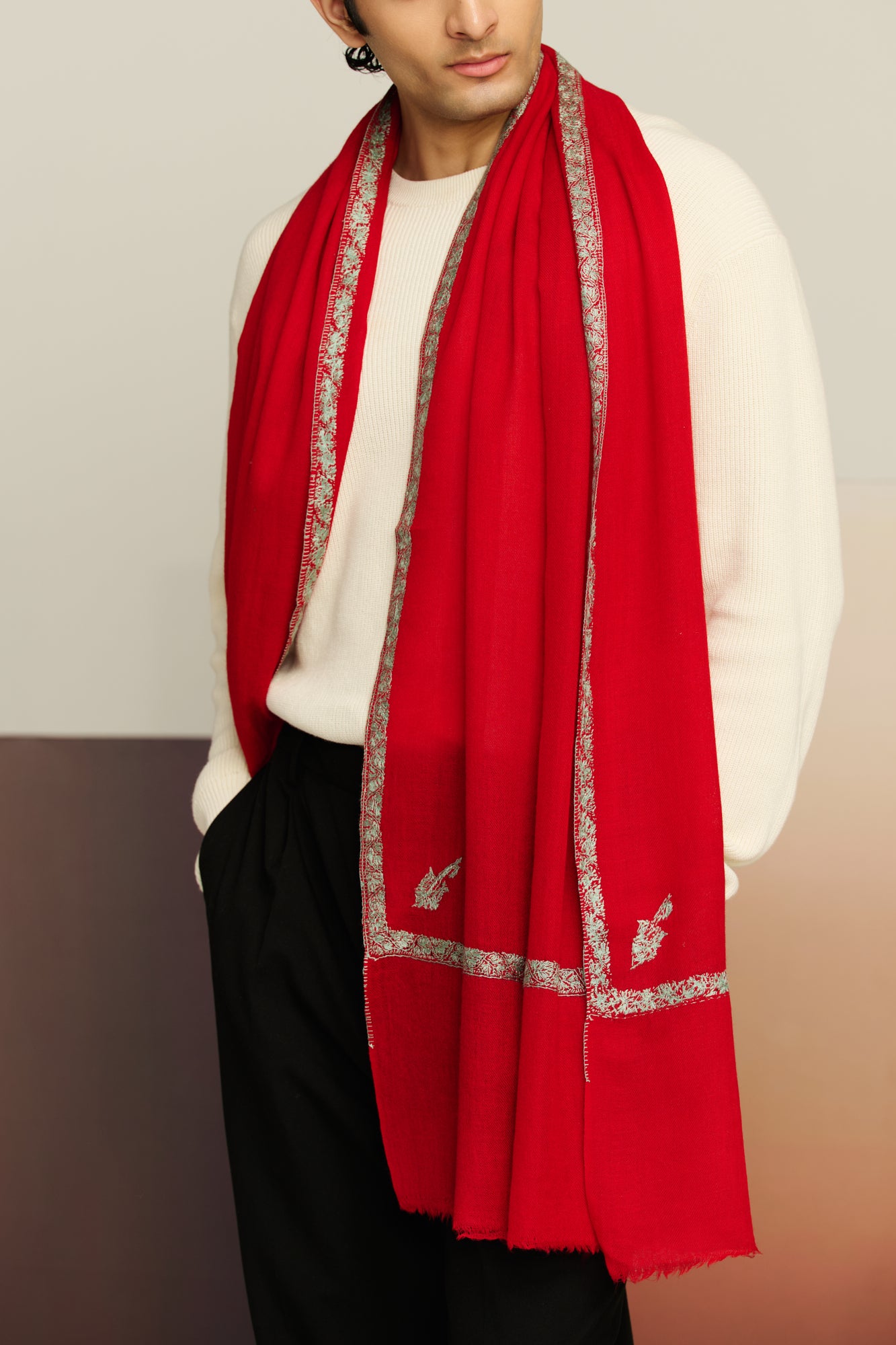 Sozni Lite - Light Sozni Cashmina Stole