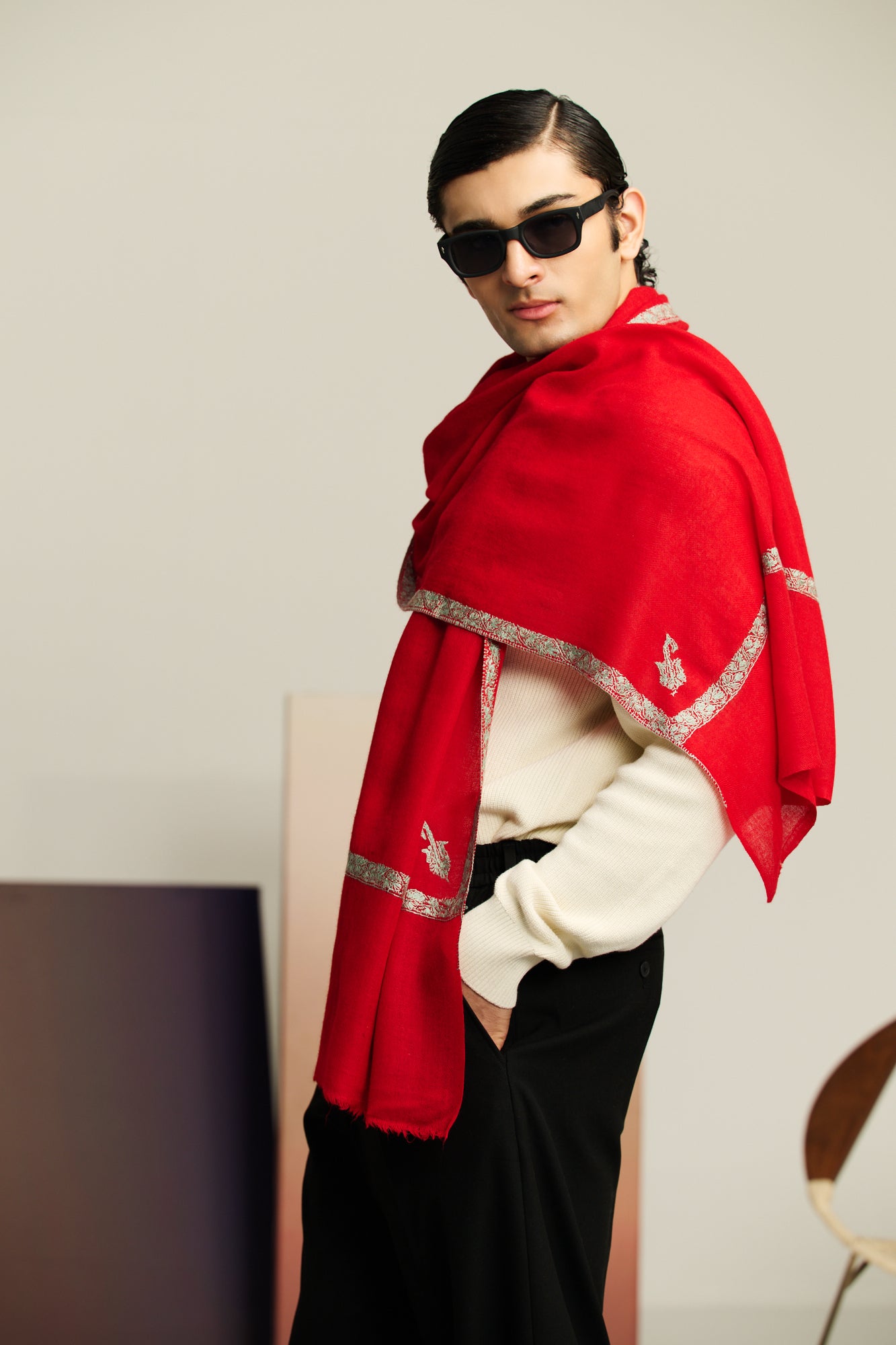 Sozni Lite - Light Sozni Cashmina Stole