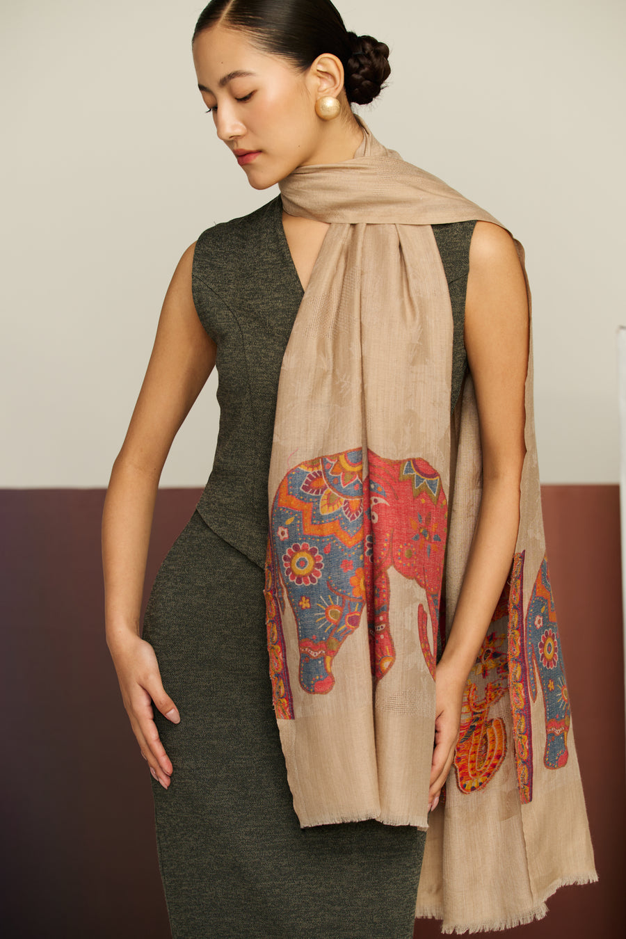 Elephant Line - Elephant Motif Stole